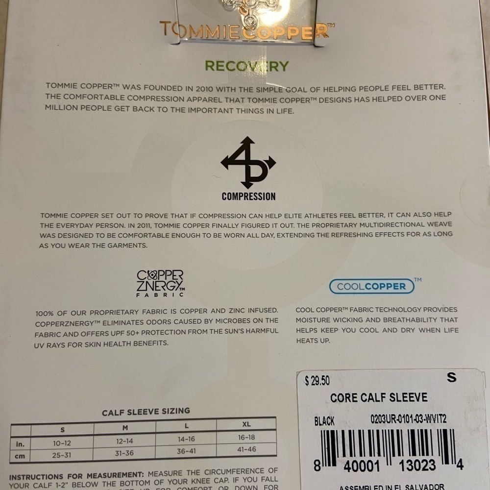 New Tommy Copper women’s compression calf sleeve - Picture 3 of 4